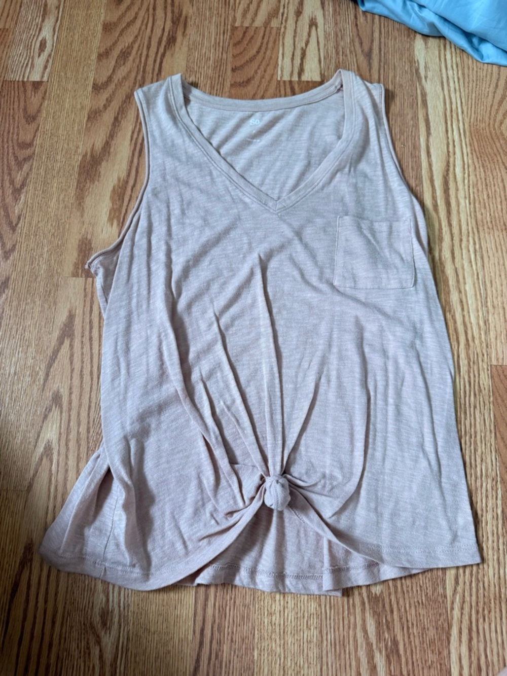 Women’s V-Neck Knot Front Tank Top - Beige
